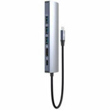 USB-C Dock/Hub, Ports (x6): Ethernet, HDMI, USB-A (x3) and USB-C, With Power Delivery (100W) to USB-C Port (Note additional USB-C wall charger and USB-C cable needed), USB 3.2 Gen 1, All Ports can be used at the same time, Universal for all devices