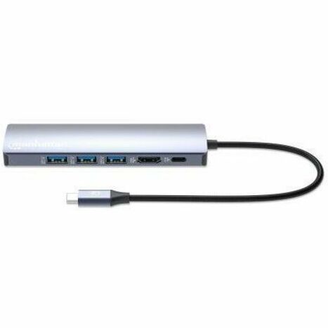 USB-C Dock/Hub, Ports (x6): Ethernet, HDMI, USB-A (x3) and USB-C, With Power Delivery (100W) to USB-C Port (Note additional USB-C wall charger and USB-C cable needed), USB 3.2 Gen 1, All Ports can be used at the same time, Universal for all devices