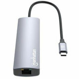 USB-C Dock/Hub, Ports (x6): Ethernet, HDMI, USB-A (x3) and USB-C, With Power Delivery (100W) to USB-C Port (Note additional USB-C wall charger and USB-C cable needed), USB 3.2 Gen 1, All Ports can be used at the same time, Universal for all devices