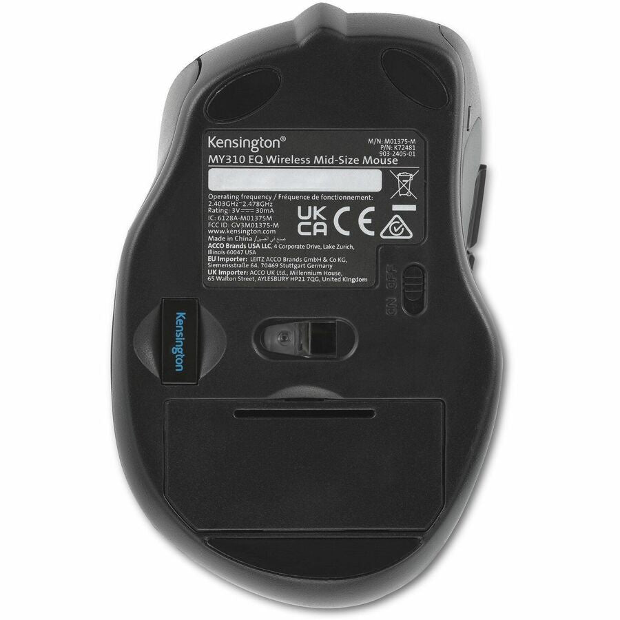 Kensington Pro Fit MY310 EQ Mid Size Mouse - Radio Frequency - Optical