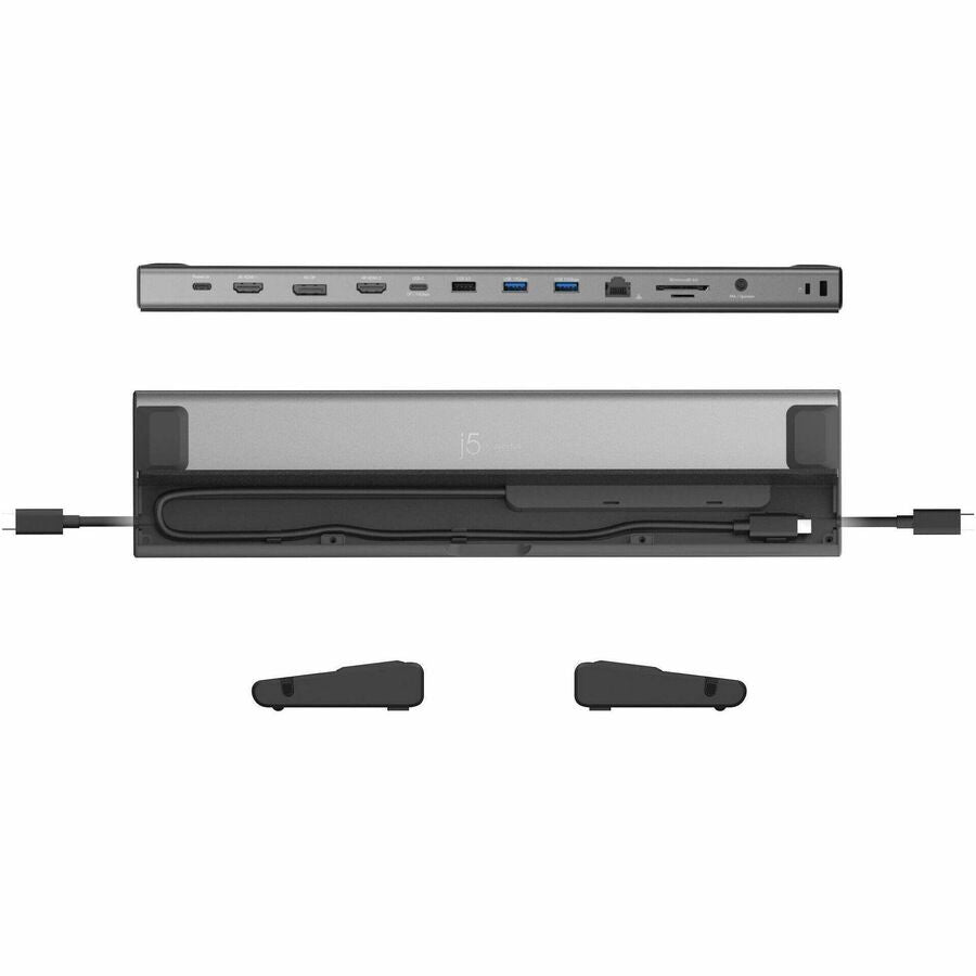 j5create JCD554 USB4 Docking Station for Notebook, Monitor, Keyboard, Mouse - Charging Capability - Memory Card Reader - SD - Space Gray