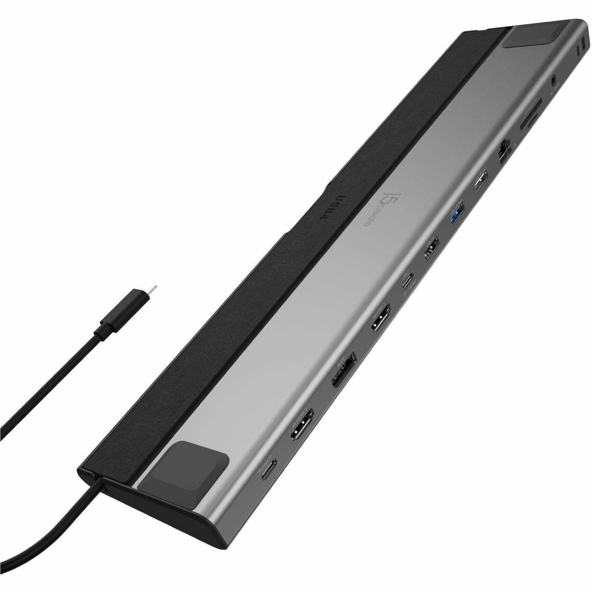 j5create JCD554 USB4 Docking Station for Notebook, Monitor, Keyboard, Mouse - Charging Capability - Memory Card Reader - SD - Space Gray