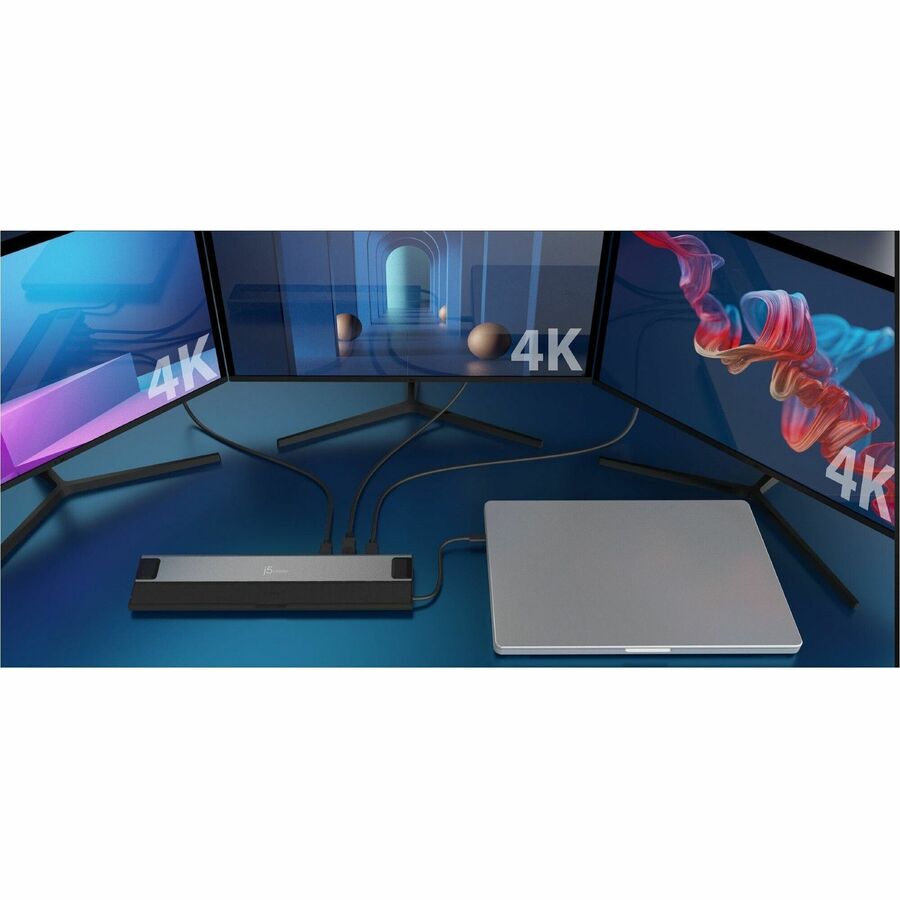 j5create JCD554 USB4 Docking Station for Notebook, Monitor, Keyboard, Mouse - Charging Capability - Memory Card Reader - SD - Space Gray