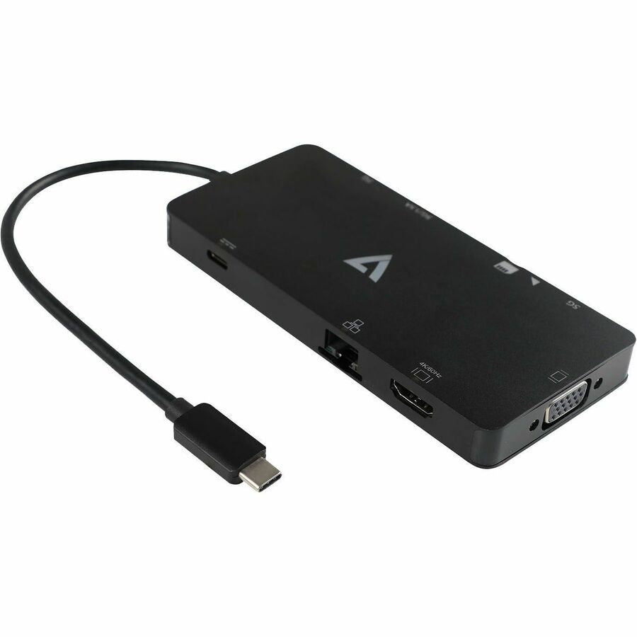 V7 Mini Dock UCMINIDOCK-ALTHV USB Type C Docking Station for Notebook - Charging Capability - Memory Card Reader - SD - Black - Desktop