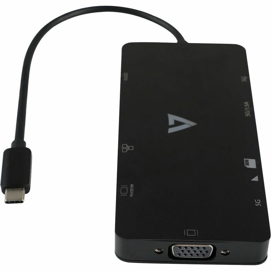 V7 Mini Dock UCMINIDOCK-ALTHV USB Type C Docking Station for Notebook - Charging Capability - Memory Card Reader - SD - Black - Desktop