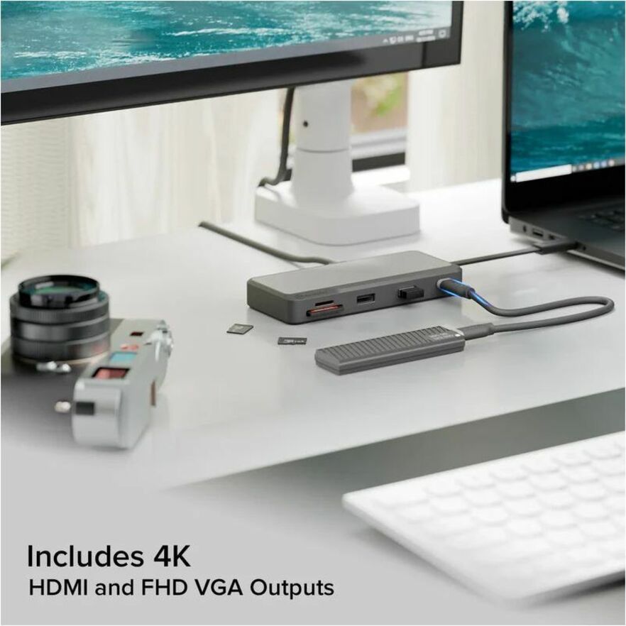 Alogic Fusion Pro TOUR USB Type C Docking Station for Smartphone, Desktop PC - Charging Capability - Memory Card Reader - SD - Space Gray - Desktop