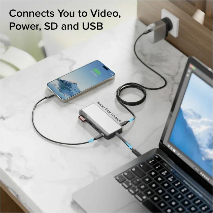 Alogic Fusion Pro TOUR USB Type C Docking Station for Smartphone, Desktop PC - Charging Capability - Memory Card Reader - SD - Space Gray - Desktop
