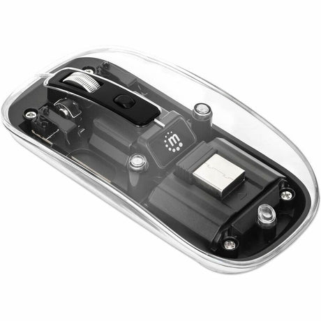 Manhattan Mouse - Radio Frequency - USB Type A - Optical - 4 Button(s) - Black, Clear