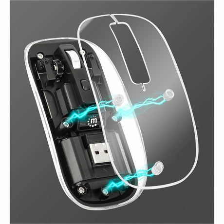 Manhattan Mouse - Radio Frequency - USB Type A - Optical - 4 Button(s) - Black, Clear