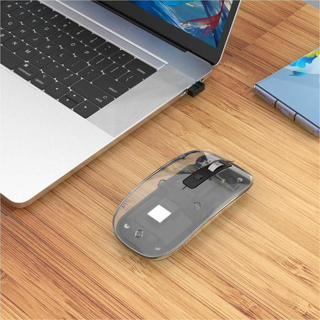 Manhattan Mouse - Radio Frequency - USB Type A - Optical - 4 Button(s) - Black, Clear