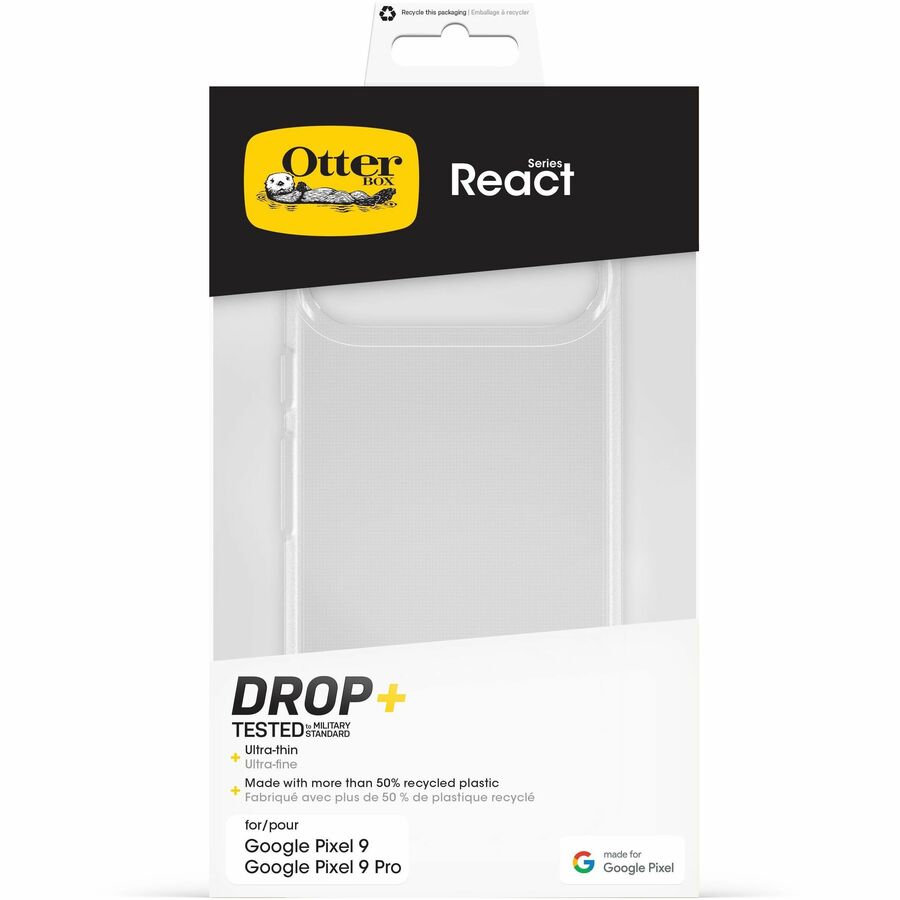 OtterBox React Case for Google Pixel 9, Pixel 9 Pro Smartphone - Clear - Retail
