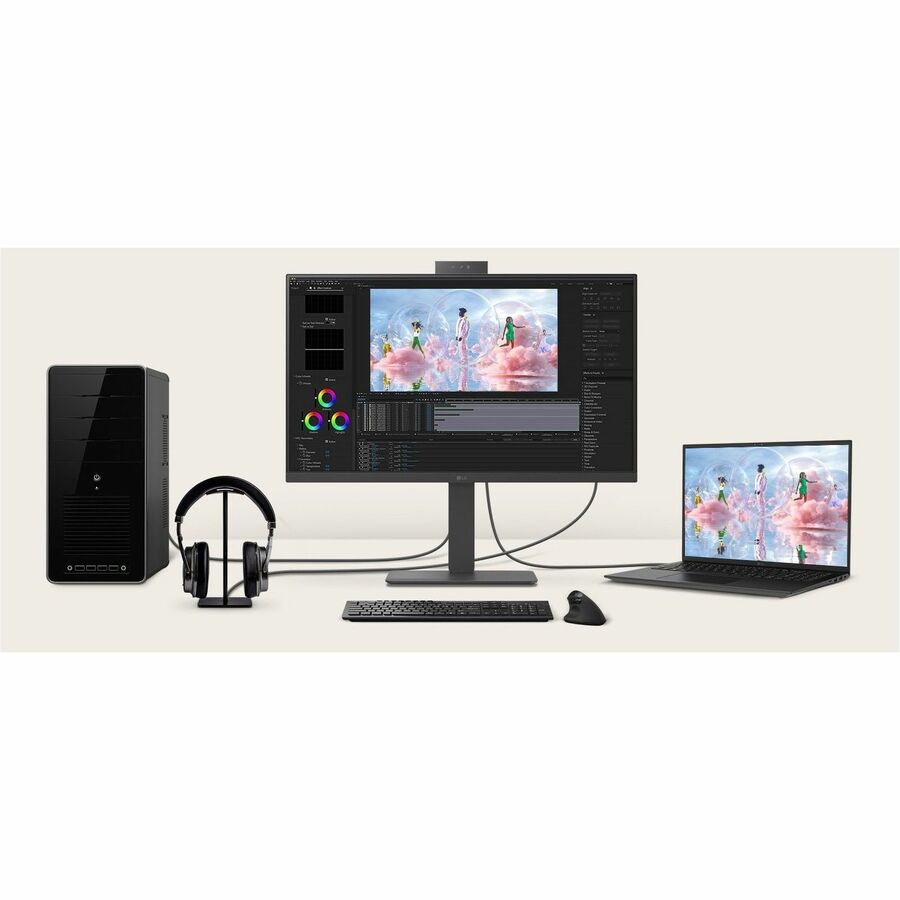 LG 24BA850-B 24" Class Webcam Full HD LCD Monitor - 16:9 - Textured Black