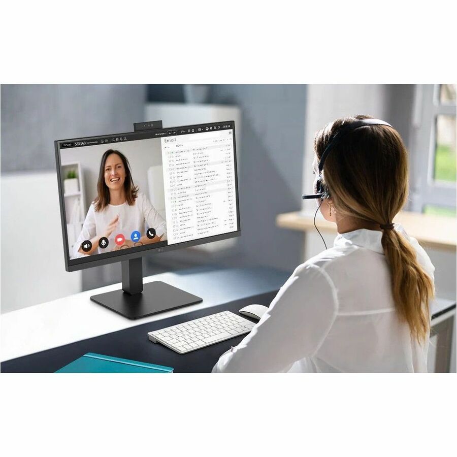 LG 24BA850-B 24" Class Webcam Full HD LCD Monitor - 16:9 - Textured Black