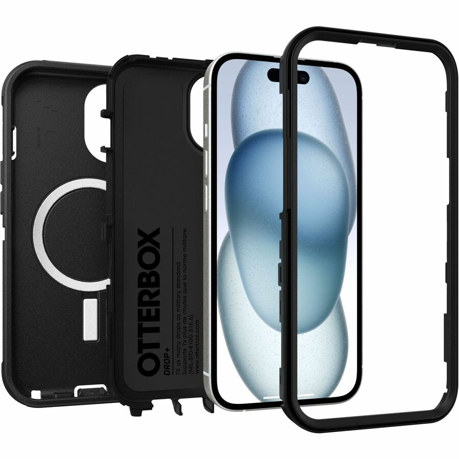 OtterBox Defender Case for Apple iPhone 15, iPhone 14, iPhone 13 Smartphone - Texture Grip - Black