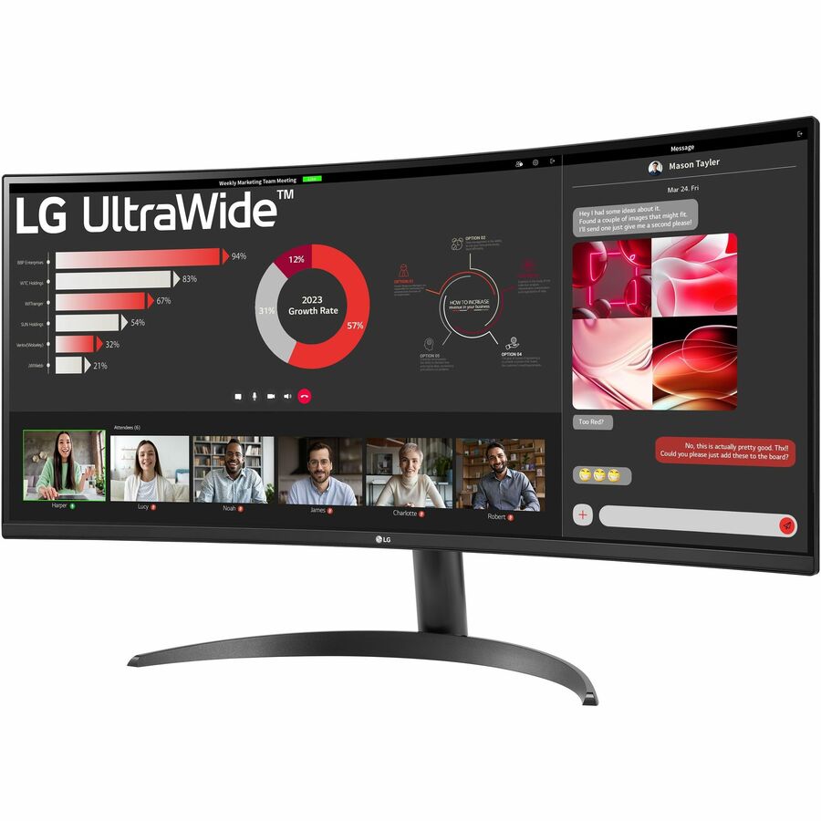 LG Ultrawide 34WR50QK-B 34" Class UWQHD Curved Screen LCD Monitor - 21:9 - Black