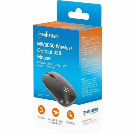 MW3050 Wireless Optical Mouse, Black, 1200dpi, 2.4Ghz (up to 10m), USB, Ambidextrous, Three Button with Scroll Wheel, USB-A nano receiver, AA battery (included), Low friction base, USB version (most popular type, which is USB-A), Three Year Warranty