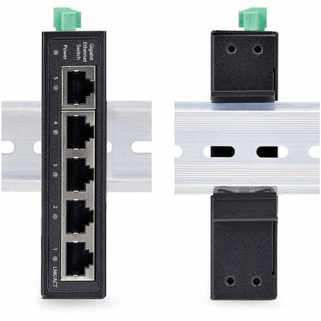 StarTech.com 5-Port Unmanaged Industrial Network Switch, 10/100/1000 Ethernet, DIN Rail/Wall-Mount, IP30 Rated, -40F-167F, 9~60V DC, TAA