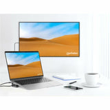 Manhattan USB 3.2 (Gen 1) Type C Docking Station for Tablet, Smartphone, Monitor, Notebook - Charging Capability - Memory Card Reader - SD - Silver - Portable