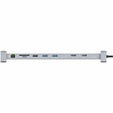 Manhattan USB 3.2 (Gen 1) Type C Docking Station for Tablet, Smartphone, Monitor, Notebook - Charging Capability - Memory Card Reader - SD - Silver - Portable