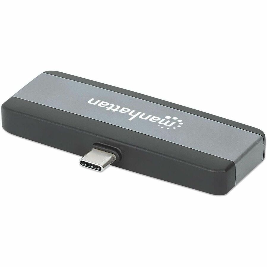 Manhattan USB Type C Docking Station for Notebook, Desktop PC, Monitor, Smartphone, Hard Drive, Speaker, Microphone, Headphone, Mouse, Keyboard, Tablet - Charging Capability - Black, Space Gray