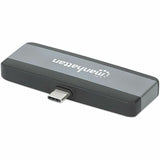 Manhattan USB Type C Docking Station for Notebook, Desktop PC, Monitor, Smartphone, Hard Drive, Speaker, Microphone, Headphone, Mouse, Keyboard, Tablet - Charging Capability - Black, Space Gray