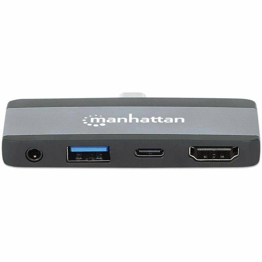 Manhattan USB Type C Docking Station for Notebook, Desktop PC, Monitor, Smartphone, Hard Drive, Speaker, Microphone, Headphone, Mouse, Keyboard, Tablet - Charging Capability - Black, Space Gray