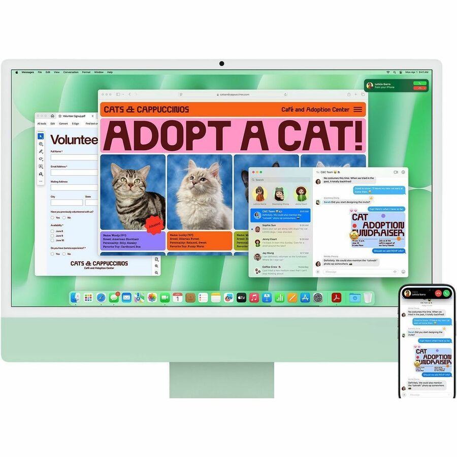 Apple iMac All-in-One Computer - Apple M4 - 16 GB - 256 GB SSD - 61 cm (24") 4.5K - Desktop - Green