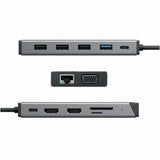 Alogic Mini Dock DV3 USB Type C Docking Station for Keyboard, Monitor, Notebook, Memory Card Reader, Smartphone, Mouse - Charging Capability - Memory Card Reader - SD - Space Gray - Portable