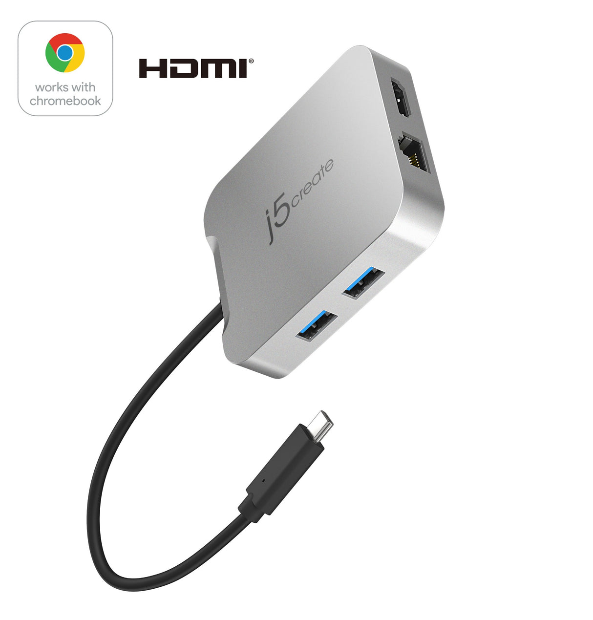 j5create JCD391 4K60 Elite USB-C® PD Multi-Port Adapter, Silver
